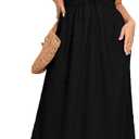 SHESTARR Women's Plus Size Summer Dress Spaghetti Strap Sleeveless Sweetheart Neck Swing A Line Maxi Long Dress (Black, XL)