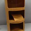 3 Tier Round Nightstand with Drawer, Ginger Yellow Round Side Table Small Plastic Storage End Table Suitable for Bedroom, Living Room, Bathroom