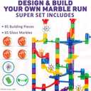 Marble Genius Marble Run - 150 Complete Pieces Maze Track Toys for Adults, Teens, Toddlers & Kids Aged 4-8 Years Old, (85 Translucent Marbulous Pieces + 65 Glass-Marble Set), Super Set