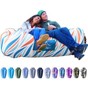 AlphaBeing Inflatable Lounger Beach Chair Accessories, Air Sofa Hammock Inflatable Couch for Camping Backyard Lakeside with Compression Sacks, Ideal Outdoor Gifts for Adults (Coral Wave)