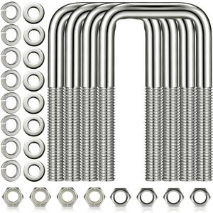 4 Pcs Hotop 304 Stainless Steel Square U-Bolt Boat Trailer U-Bolts with Washers and Nuts l Heavy Duty U Bolt for Sailboat Trailer Automobiles Industrial Part (1/2 D x 3 1/16 W x 4 5/16 Inch)