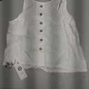 IDEALSANXUN Linen Tank Tops for Women 2025 Spring Summer Cute Crop Cotton Linen Sleeveless Shirts Blouse Beach Vacation Clothes, White, XS