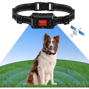 GPS Wireless Dog Fence, Electric Training Dog Collar Fence System for Dogs and Pets with Waterproof & Rechargeable Collar Receiver, Adjustable Warning Strength, Radius up to 1000 Yards