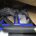 Medline Lightweight Foldable Transport Wheelchair with Handbrakes and 12-Inch Wheels, Blue Frame, Black Upholstery