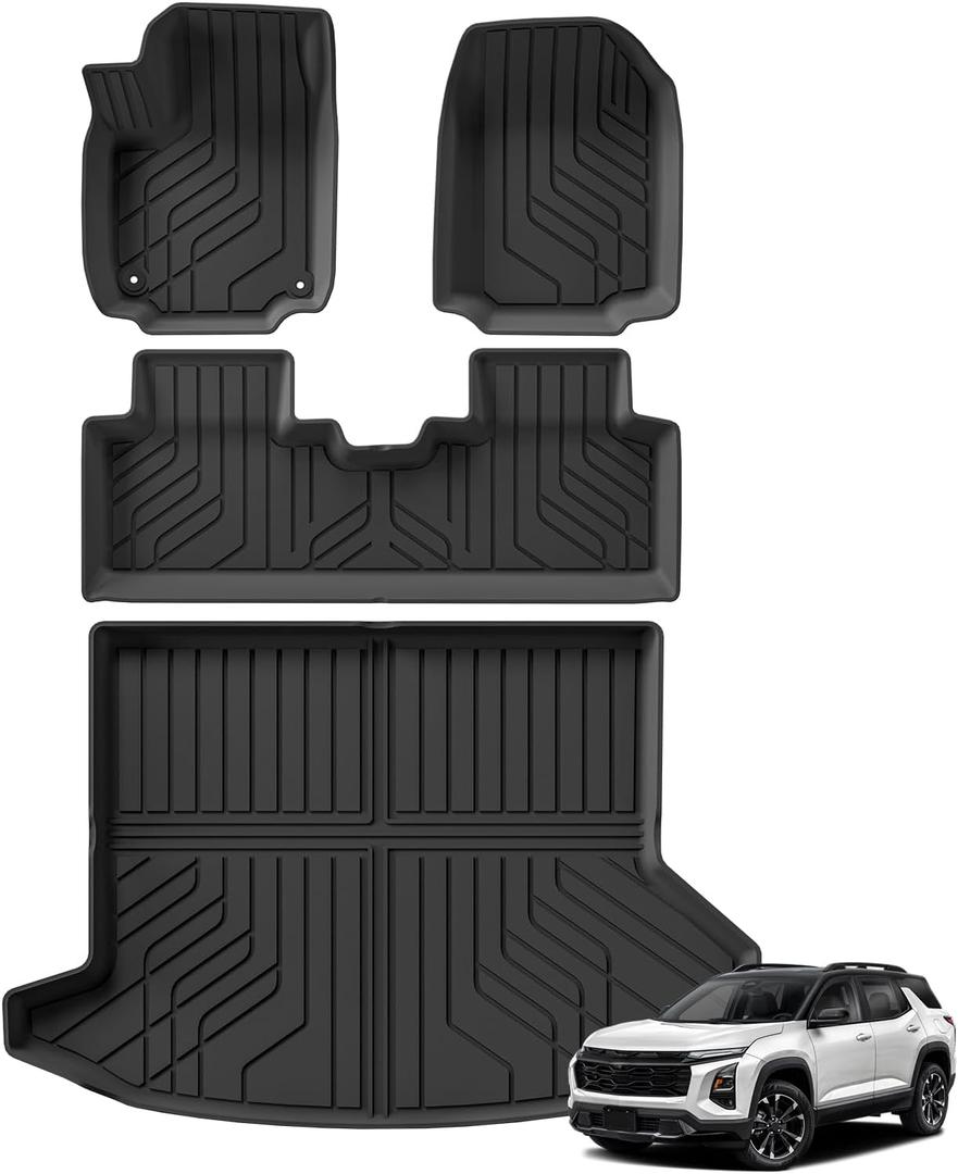 Floor Mats & Trunk Mat for Chevy Equinox/GMC Terrain 2025 2026 | Not Fit EV,2026 EquinoxAccessories,All Weather Floor Liner,1st & 2nd Row,Car Mats,Cargo Mat,Heavy Duty,Non-slip,TPE,Black