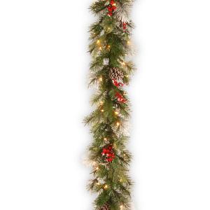 9 ft. Wintry Berry Garland with Clear Lights