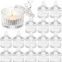 16 Piece Votive Candle Holders with Lids, Tealight Candle Holders in Bulk, Glass Small for Table Centerpiece, Wedding, Home Decor (2.68'' x 1.65'', Clear)