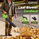 Leaf Blower Cordless, 650CFM Electric Leaf Blowers with 2 x 5.2Ah Batteries and Charger, 3 Speed Modes, 1 x Adjustable Shoulder Strap, Powerful Blowers for Lawn Care, Patio, Dust, Blowing Leaves