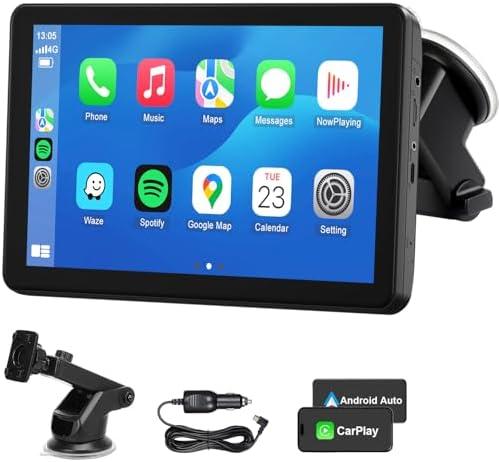 Wireless CarPlay Android Auto Car Screen, Bluetooth AirPlay Touch Screen Protable Car Stereo Naivgation Music Video Player Mirrorring, Siri, AUX, Voice Assistant