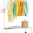 Rolling Clothing Racks for Hanging Clothes, Garment Rack for Clothes to Hang, Metal Portable Wardrobe Rack for Coats, Jackets, Shirts, Dress,White