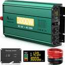 3000 Watt Inverter 12V to 110V/120V, Power Inverters for Vehicles, Car Inverter with Remote LED Display 2 AC Outlet 3.4A USB Port, Converter Inverters for Home RV Truck Solar System by ALEOPIX (Dark Green)