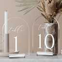 Clear Arch Table Numbers for Wedding, 5x7 Inch Arched Acrylic Table Numbers 1-10 with Stands, Clear Acrylic Arch Sign with Holder for Centerpiece, Reception, Wedding, Party, Event