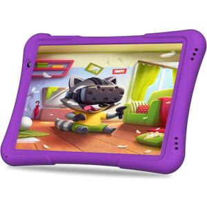 PRITOM 10 inch Kids Tablet Android 14 Tabletas 32GB, Quad-Core, 6000mAh, Large HD IPS Display, WiFi 6, Dual Camera, Bluetooth, Toddler Tablet for Kids Age 3+, Purple