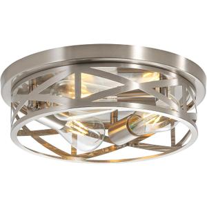 13-inch Brushed Nickel Flush Mount Ceiling Light Fixtures,3-Light Modern Hallway Light Fixtures Ceiling, Brushed Nickel Light Fixture Ceiling Mount for Farmhouse, Kitchen, Bedroom, 1 Pack