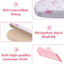 6 PCS Pink Glasses Case, Bow Cute Glasses Cases Hard Shell Bulk with Cleaning Cloth PU Leather Coquettish Eyeglass Cases for Studying, Working, Traveling-6.32.4 Inch, 3 Styles