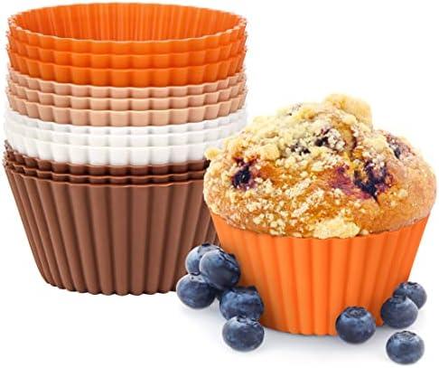 MMmat Silicone Baking Cups, Non-Stick Muffin Liners, 12 Pack Reusable Standard Silicone Round Baking Cups, Food Grade, European Standard LFGB, BPA Free, Dishwasher Safe