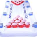 GoPong Pool Lounge Beer Pong Inflatable with Social Floating, White (6')