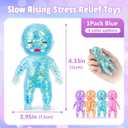 Baby Squishy Glittery- 4" Soft Squeezable Fidget Toy,Cute Sparkly Sensory Decompression Doll for Adults,Desk Decor & Anxiety Relief, Ideal for Birthday Gifts, Party Favors, Classroom Prizes (Blue)