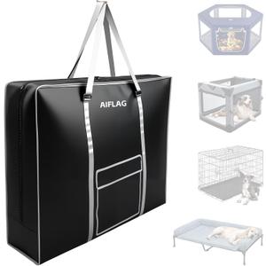 Carrying Case for Dog Crate & Playpen, All-in-One Storage Bag for Collapsible Pet Products, Portable Travel Carrier for Foldable Dog Bed, Cat Bed and Pet Supplies (36.0"Lx6.3"Wx25.0"H, Black)