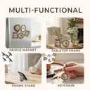 Mini Picture Frame Set of 5, Vintage Metal Mini Frames, Multi-Use Display (Tabletop/Magnet/Keychain), Visible Photo Opening 0.91.6 in (2.34.0 cm) Gift Box Red