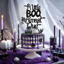 4 x A Little Boo is Almost Due Cake Topper, Boo Theme Baby Shower Cake Decorations, Halloween Baby Shower Pregnancy Announcement Party Decorations, Black Glitter