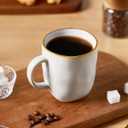 famiware Coffee Mugs Set of 4, Ocean Square 13oz Coffee Cup Set with Handle for Cocoa, Milk, Hot Chocolate, Stoneware Cups for Kitchen, Reactive Glaze, Microwave and Dishwasher Safe, Cappuccino White