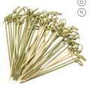 50Pcs Bamboo Knotted Cocktail Picks, 4.7" Toothpicks Skewers with Looped Knot for Appetizers, Mini Food Sticks Fancy Tooth Picks for Party Drinks Fruit Charcuterie Cocktail Garnish Accessories