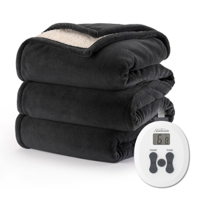 Sunbeam Royal Luxe Night Fog Heated Blanket 12-Heat Settings Auto Off Machine Washable Throw 50"×60"