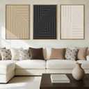 Large Neutral Abstract Wall Art Framed Mid Century Modern Canvas Paintings Artwork Geometric Wall Decor Modern Abstract Artwork Minimalist Art Prints Boho Home Decor for Living Room Bedroom Bathroom Office 36x24 Inch Set of 3