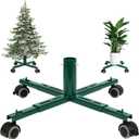 Blissun Christmas Tree Stand Base with Wheels, Movable Christmas Fake Tree Holder, Fits up to 7.5 FT Artificial Trees, Plant Caddy with Wheels, Plant Taxi, Plant Dolly Cart After Christmas (Green)