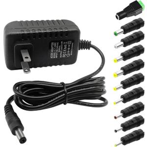 DC 24V 0.5A Switching Power Supply AC Adapter 100-240V 50-60Hz to dc 24Volt 0.5 Amp Power Cord Wall Adapter with 5.5mm x 2.5mm/2.1mm Barrel Plug & 10 Tips