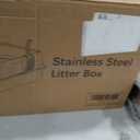Stainless Steel Cat Litter Box XL for Big Cats, High-Sided Design Prevents Urine Leakage, Non-Stick, Easy to Clean, Includes Scoop, Gray