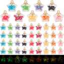 PH PandaHall 54pcs 9 Colors Glass Ball Charms Star Charms Luminous Star Pendants Glow in the Dark Pendants for Jewelry Making Bracelet Dangle Charm DIY Crafts 17X19mm