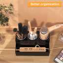 Hair Tool Organizer, Black Acrylic Hair Dryer Holder with Insulated Cup, Bathroom Supplies Countertop Blow Dryer Holder, Vanity Caddy Storage Stand for Accessories, Makeup, Toiletries