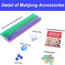 American Mahjong Game Set, 166 Blue Tiles (1.2), 4 All-in-One Color Rack/Pushers & Drawstring Bag, Complete Mahjong Sets with Blue Printed Carrying Bag and Mahjong Tile Set Accessories