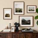 Yaetm 9x12 Picture Frame with Mat for 6x8 Set of 2, Walnut Brown, Solid Wood Photo Frames 9 x 12 with Tempered Glass, Display Horizontal and Vertical for Wall Mounting (2 pack, Walnut)