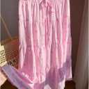 Milumia Women's Striped Bow Print Tiered Layered Long Skirt Summer Vacation Flowy Maxi Skirts (Pink, S)