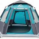 Hewolf 4 Person Camping Tent - Instant Pop Up Waterproof 2 Doors Tent with Easy Setup | 3-Season Hexagonal Dome Design for Family, Hiking & Traveling