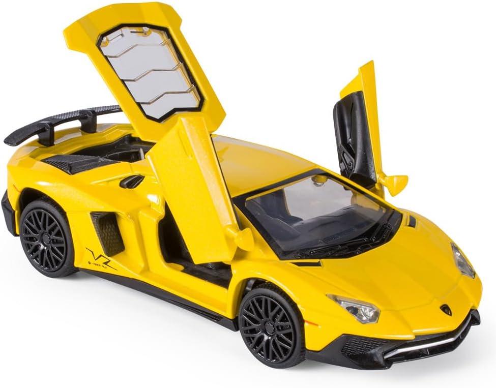 Alloy Collectible Lambo Aventador Toy Vehicle Pull Back Die-Cast Car Model with Lights and Sound