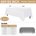 sancua 6 Pack White Tablecloth 60 x 102 Inch, Rectangle Table Cloth for 6 Feet Tables - Stain and Wrinkle Resistant Washable Polyester Table Cover for Dining Tables, Buffet Parties and Camping