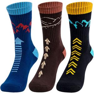 Time May Tell Mens Hiking Socks Moisture Wicking Cushion Crew Socks for Terkking,Outdoor Sports,Performance 2/4 Pack (Black,blue,brown(3 Pairs))