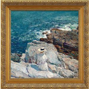 DIY Solid Wood Frame for 24x24 Canvas Oil Paintings, Antique Ornate Canvas Frame for Landscape Portrait, 2.4" Wide Gold Art Frame for Prints Posters (No Plexiglass & Backing Board)