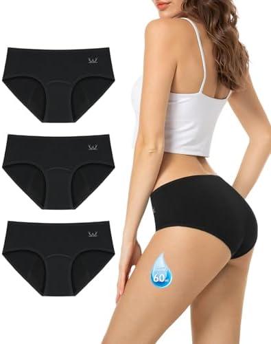TANSTC Period Underwear for Women Heavy Flow Leakproof Menstrual Panties Postpartum Hipster Briefs 3 Pack XL