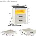 Yusong Farmhouse Night Stand with Gun Drawer & Invisible Lock, 25" Tall LED Bedside Table with Charging Station, End Table with Open Shelf for Bedroom Room (White-Black), 
Product Dimensions	18.1"D x 18.1"W x 25"H
