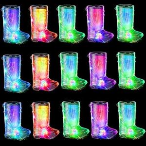Pack of 2, Light Up Shot Glasses Set of 16 Shots Cups 1.5 oz Cowboy Boot Shot Glasses Glow in the Dark Shot Glasses Led Shot Glasses Party Favors Adults for Theme Party Supplies Bachelorette Birthday Wedding