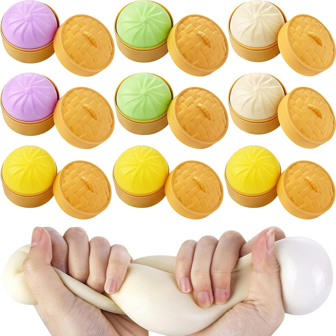 8 Pcs Colorful Dumpling Stress Balls, Fidget Sensory Toy, Stress Relief Squeezing Dough Bun for Halloween Project, Tricking People, Kid Playing
