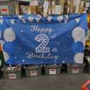 JOYKY Happy 2nd Birthday Banner, Blue Silver Happy 2nd Birthday Party Decorations for Boys, Two 2 Year Old Supplies Backdrop Décor, 5.9 X 3.8 Fts