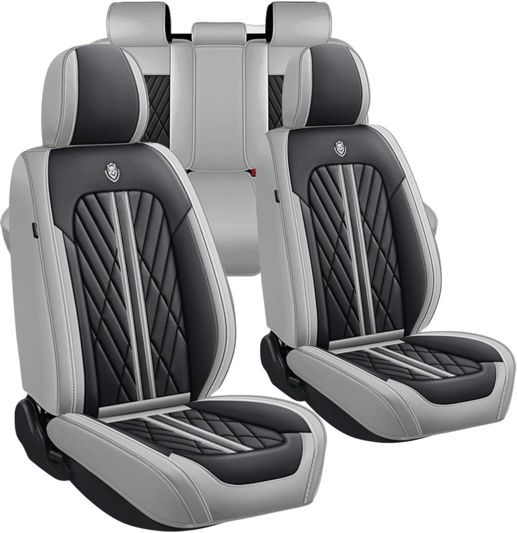 Universal Fit Waterproof Breathable Nappa Leather Automotive Vehicle Car Seat Covers Set Cushion Protector for Sedan SUV