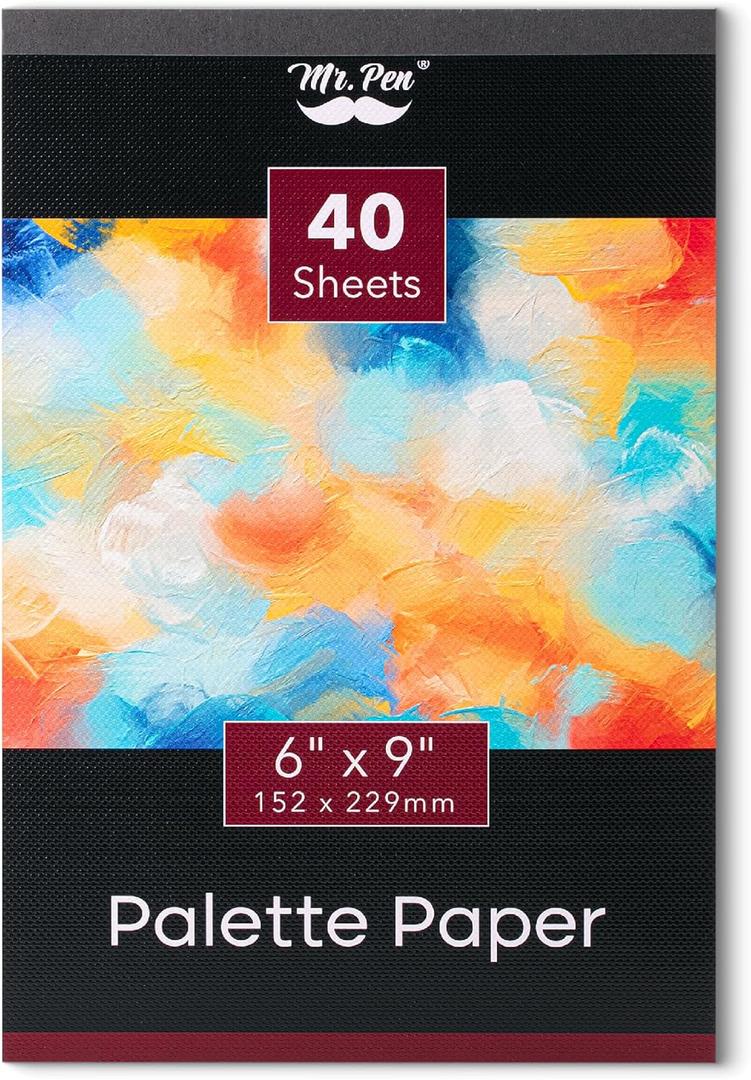 Mr. Pen- Palette Paper Paint Pad, 6"x9", 40 Sheets, Acrylic Paint Paper, Drawing Paper, Painting Paper, Disposable Paint Palette Paper, Oil Paint Palette, Watercolor Palette Paper (6" x 9")