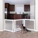 360 Configurable Freestanding Dog Gate with Door for Home (24, White)